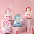 Cute cartoon animal crystal ball set with cat and fox designs in blue and pink - 2466# (lights + Snowflakes)