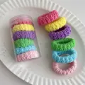 Set of multi-color knitted elastic hair ties with a clear cylindrical storage container - 10# Candy Color 6 Pcs in Jar