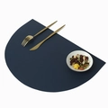 Tovaglietta semicircolare in pelle blu scuro in stile nordico moderno con texture - Blu navy