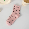Pink cotton maternity socks featuring black bow patterns and ruffled edges in a soft finish - 36-40 / Pink with Polka Dot Bow