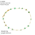 Detail of 18k gold plated stainless steel necklace with green turquoise stones and specs - Gravel Gold Dotted Style (S-N585)