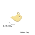 Macro detail of bird-shaped stainless steel pendant with 9.5x7.87mm size and 0.4g weight - Chubby Bird / Gold