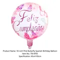 18-inch pink butterfly foil balloon with Spanish Feliz Cumpleaños birthday greeting - Pink Butterfly Spanish Happy Birthday Balloon