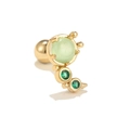 Gold stud earring with green zircon stones and screw ball back closure for women - Sprout