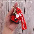Santa on sleigh PVC keychain with red strap and rabbit charm, size 4.4x4.6cm - Christmas Sleigh-2