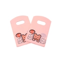 Pink mini plastic gift bags with cute rabbit and bear illustrations for jewelry storage - No. 80 (Pink Bunny & Bear)