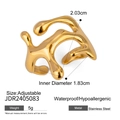 Anello aperto in acciaio inossidabile dorato, design lava, misura regolabile e ipoallergenico - Fluido di Lava JDR2405083 / Oro