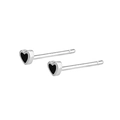 Orecchini a lobo a cuore in argento sterling S999 con smalto nero e base argento - Stile cuore in smalto / Argento Puro S999