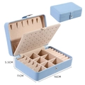 Portable double-layer light blue leather jewelry box with compartments, 16x11x5.5cm size - 16*11*5cm / Sky Blue