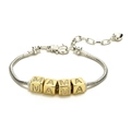 Bracciale a catena serpente argento con ciondoli quadrati MAMA dorati e chiusura moschettone - MAMA