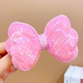 Schicke rosa Pailletten-Schleife Haarspange für Mädchen, glitzernder Haarschmuck - Rosa