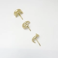Detailed macro view of minimalist gold geometric stud earrings with polished mirror finish - 3-Piece Stud Earring Set / Gold