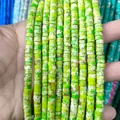 Close-up of cylindrical green and white imperial stone beads for DIY jewelry making - Imperial Jasper 12