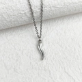 Silver stainless steel necklace featuring a polished Italian horn cornicello pendant - Necklace / Silver