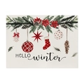 Christmas polyester placemat with HELLO winter text and red poinsettia floral design - CD101-8 (Hello Winter Floral)