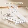Snow white non-slip seamless plastic clothes hanger with shoulder grooves, 43cm width - 43cm Hook Style / Glazed Snow White
