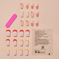 24pcs floral and colorful French press-on nails set with nail file and adhesive tabs - Tulip Flower French Patchwork Style (XL-29-12)