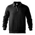 Men's retro black half-zip sweatshirt with a unique geometric textured fabric pattern - S / Black