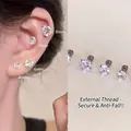 Screw back silver studs with sparkling crystals in 4mm to 8mm sizes for women - Threaded Wavy Studs / Silver 4mm