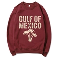 Gulf Of Mexico dark red sweatshirt with palm tree graphics and casual crewneck style - Burgundy
