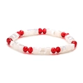 Sparkling 6mm crystal glass beaded bracelet with alternating red and translucent white facets - 6mm / Red