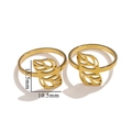 Adjustable gold leaf hollow ring in stainless steel with 15.5mm and 10.5mm dimensions - Gold-Double Layer Leaves