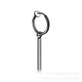 Minimalist black stainless steel long bar clip-on earring for non-pierced ears - Round Bar Clip / Black