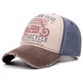 Berretto da baseball vintage color-block con ricamo American Pride e visiera consumata - Regolabile / Tesa Marrone Cachi