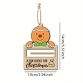 Detailed size view of wooden gingerbread man money holder Christmas tree ornament - Gingerbread Boy Shape (Style 23)