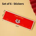 Set of 6 red lion dance birthday stickers for baby 1st year cake decoration - Yang Duo Duo Stickers (6 Pcs)