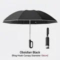 Obsidian black automatic inverted umbrella with ring-hook handle and 106cm diameter canopy - 23 Inch / 106cm Diameter / Obsidian Black
