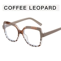 Square blue light blocking glasses in vintage coffee leopard print finish - Coffee Leopard