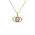 Elegant gold evil eye pendant necklace with micro-paved blue and white zircons - Oval Micro Pave Eye