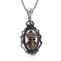 Colgante calavera bicolor plata y oro con corona para hombre de estilo hip hop punk - Sin Cadena (KP77554-BD)