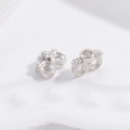 Separador de perlas S925 en plata de ley con micro-pavé de cristales para joyería artesanal - Platino Un Diamante Doble Agujero