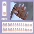 Blue and purple wave French almond press-on nails set with 24 pieces and model W1723 - W1723 Blue Purple Lines