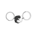 Porte-clés de couple lapins noir et blanc en acier inoxydable avec motif de yin yang - Paire de Lapins Noir et Blanc