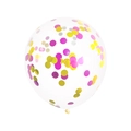12-inch clear balloon filled with decorative pink and gold round paper confetti pieces - Pink Gold Sequins