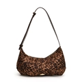 Retro leopard print hobo bag with brown leather adjustable strap and gold metal hardware - Leopard Coffee