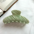 Elegant green marble pattern acetate hair claw clip for thick hair in french style - Teal Marble Acetate
