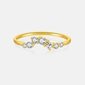 Elegant gold V-shaped S925 silver ring with sparkling white cubic zirconia stones - Mmr222 (18k Gold) / Size 6