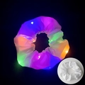 White LED glowing hair scrunchie with colorful light effects for night parties - Glowing White