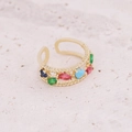Vergulde verstelbare ring met vlinder, ster en gekleurde zirkoonstenen voor dames - Kleurrijke Edelsteen Rij (2#)