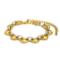 Pulsera de cadena con corazón minimalista en acero inoxidable bicolor y oro de 18K - Bicolor (Oro y Plata)
