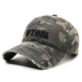 Casquette de baseball camouflage vintage avec broderie NY&JA et détails d'œillets usés - Réglable / Camouflage