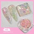 Macro λήψη από 02 ροζ ιριδίζον γκλίτερ για nail art σε πέτρινο ανάγλυφο φόντο - Highlight Meteor Πούλιες 02-Φανταχτερό Ροζ
