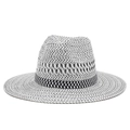Dettaglio della trama intrecciata bianca e nera e del nastro a scacchi sul cappello di paglia - M (56-58cm) / Nero/Bianco Misto Intrecciato