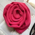 Detail of rose red silk scarf folded into a flower shape with fashion accessories - Rose Red / 160x50cm
