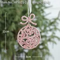 Pink glitter Christmas ball pendant with hollow pattern and bow tie decoration, 11x8cm - Pink Ball