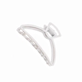 Minimalist creamy white semi-circle claw clip with hollow geometric design for hair - Frosted White